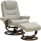 Lane Swivel Pedestal Recliner with Ottoman in Townsend Cream Top-Grain Leather